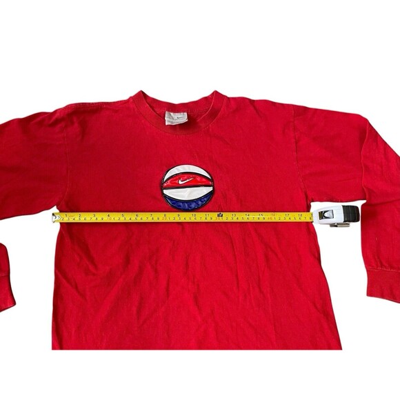 VTG 2000s Y2K Nike Hoops 3D Basketball Red Longsleeve Style Kids Size XL - Picture 3 of 6